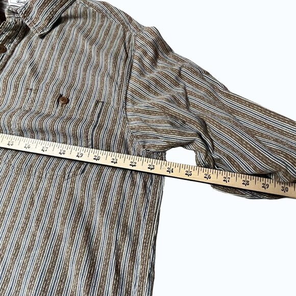 Levis Brown & Blue Striped Button-Up Shirt L 100% Cotton Mens Western Workwear - Picture 6 of 8